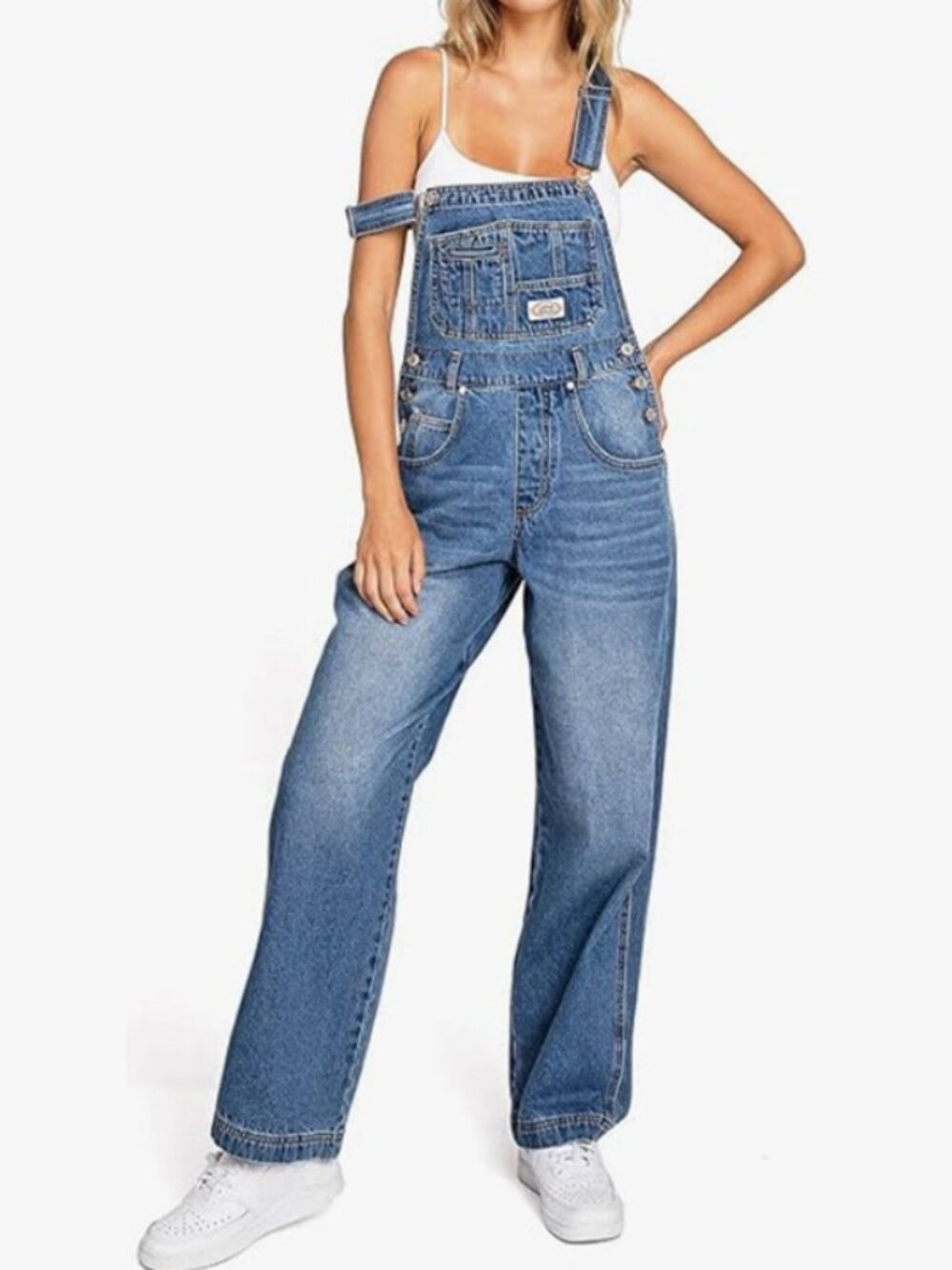 Lana Roux 90s Retro Dungaree Utility Denim Twill Canvas Jumpsuit Overalls